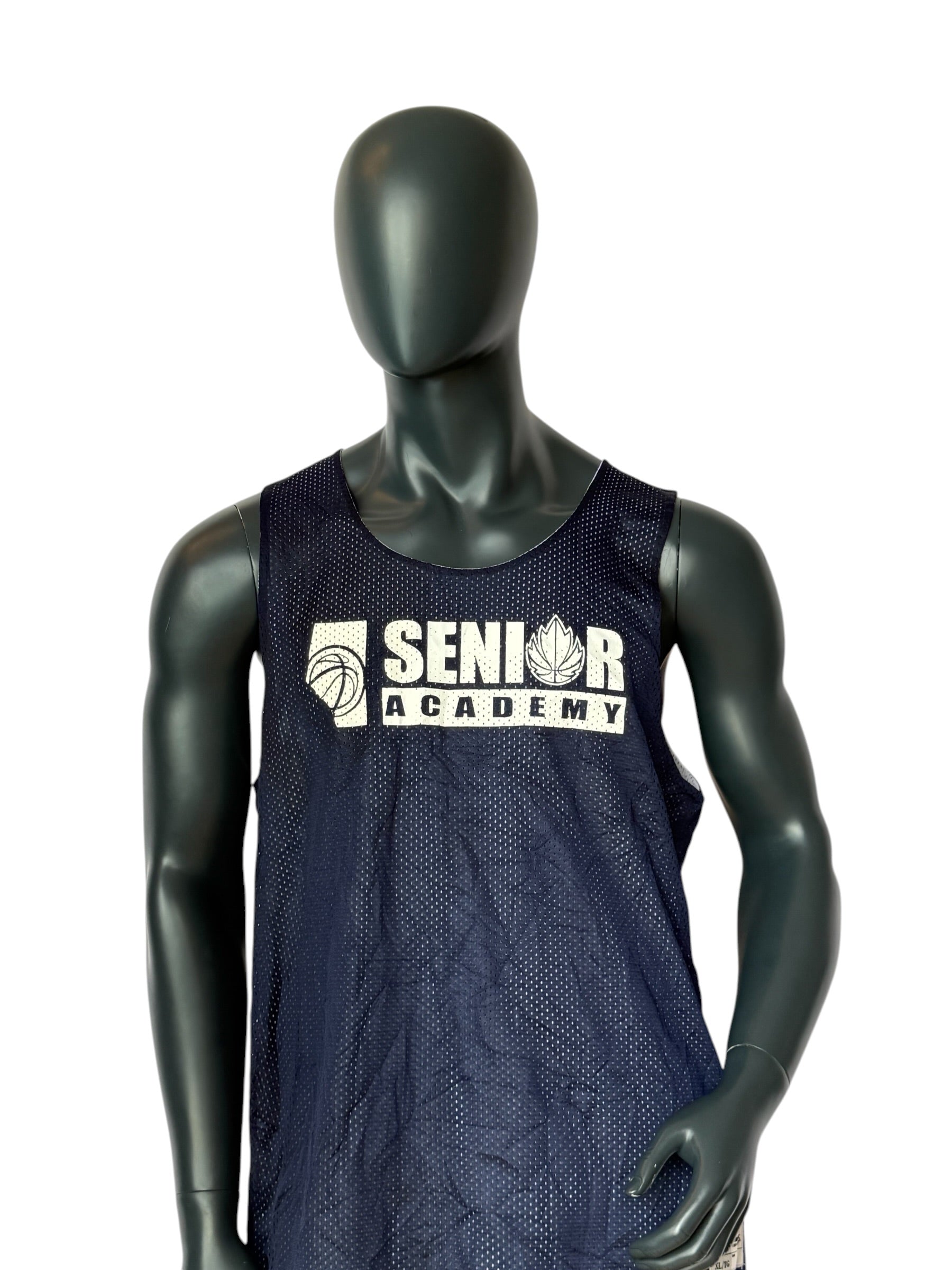 Vintage Senior Academy Basketball Jersey Navy Blue Retro Sportswear Mesh Tank